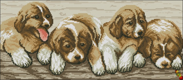 Схема для вишивання бісером ПК3-3035 Цуценята сенбернара