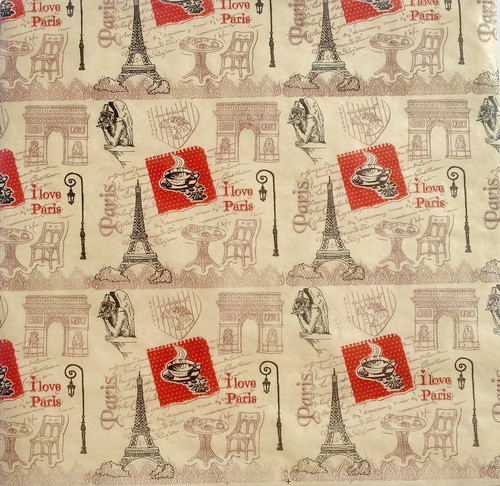 Лист крафт бумаги 30Х30 с рисунком ''Париж''