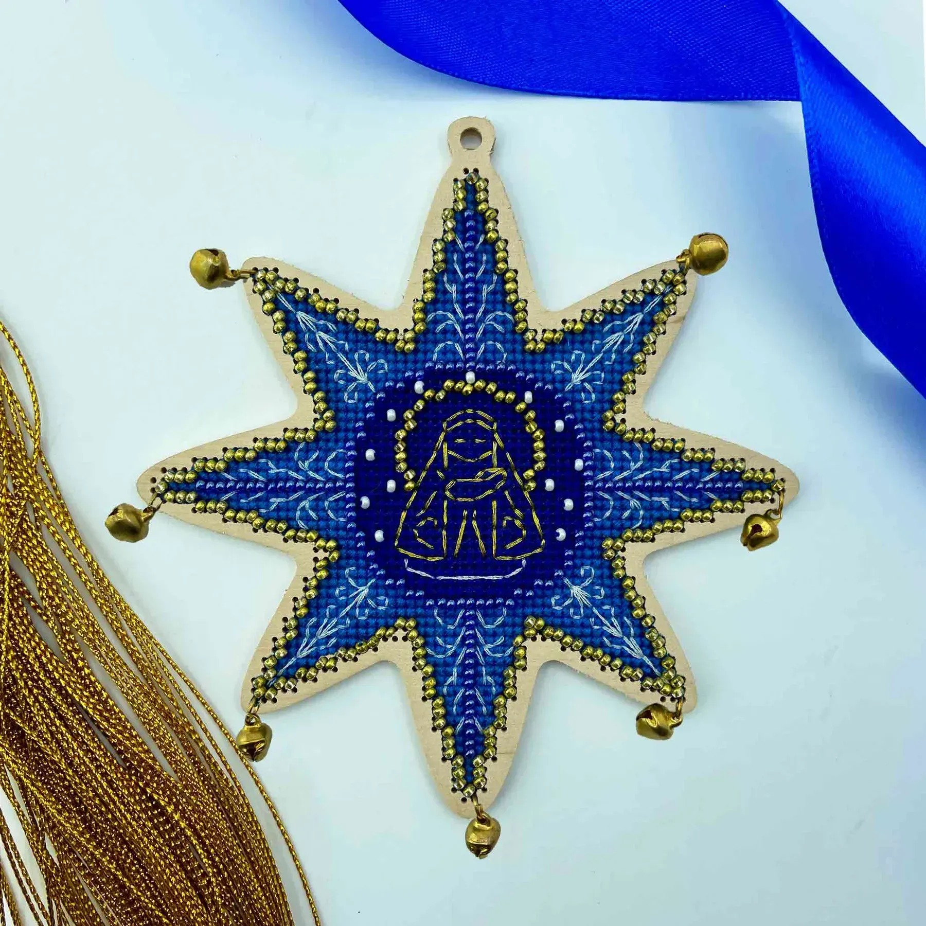 Набір для вишивання по дереву новорічної прикраси YuMI_003W Різдв'яна зірка