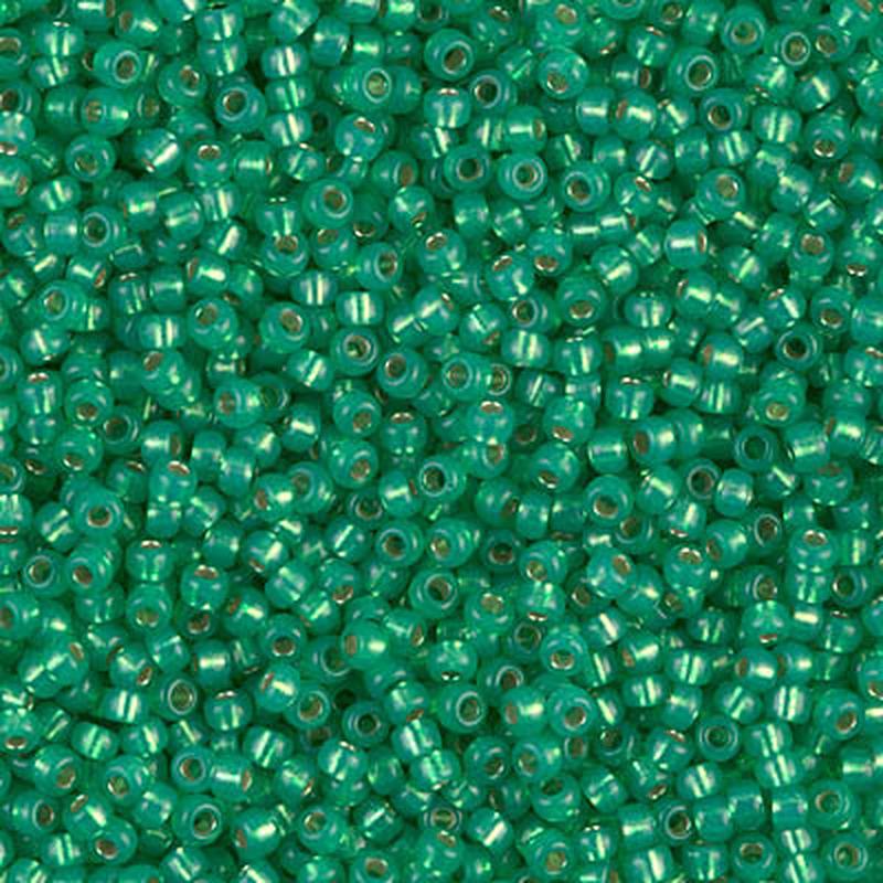 Бісер RR-646 зелений зі срібною серединкою