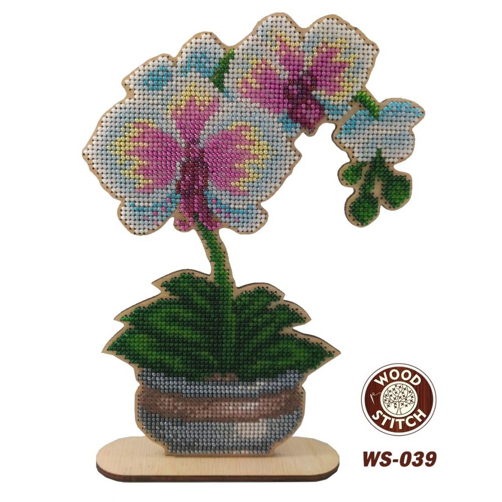 Набір для вишивки бісером на дерев'яній основі WS-039 Ніжна орхідея