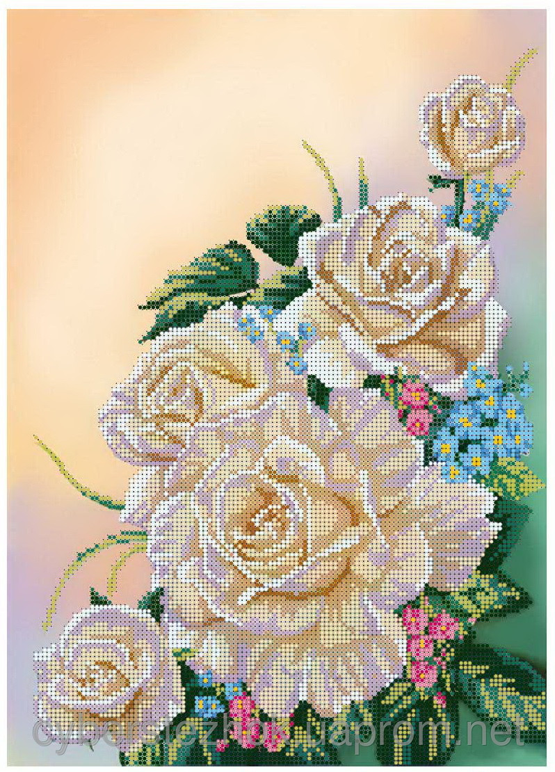 Схема для частичной вышивки бисером '' Белые розы '' 