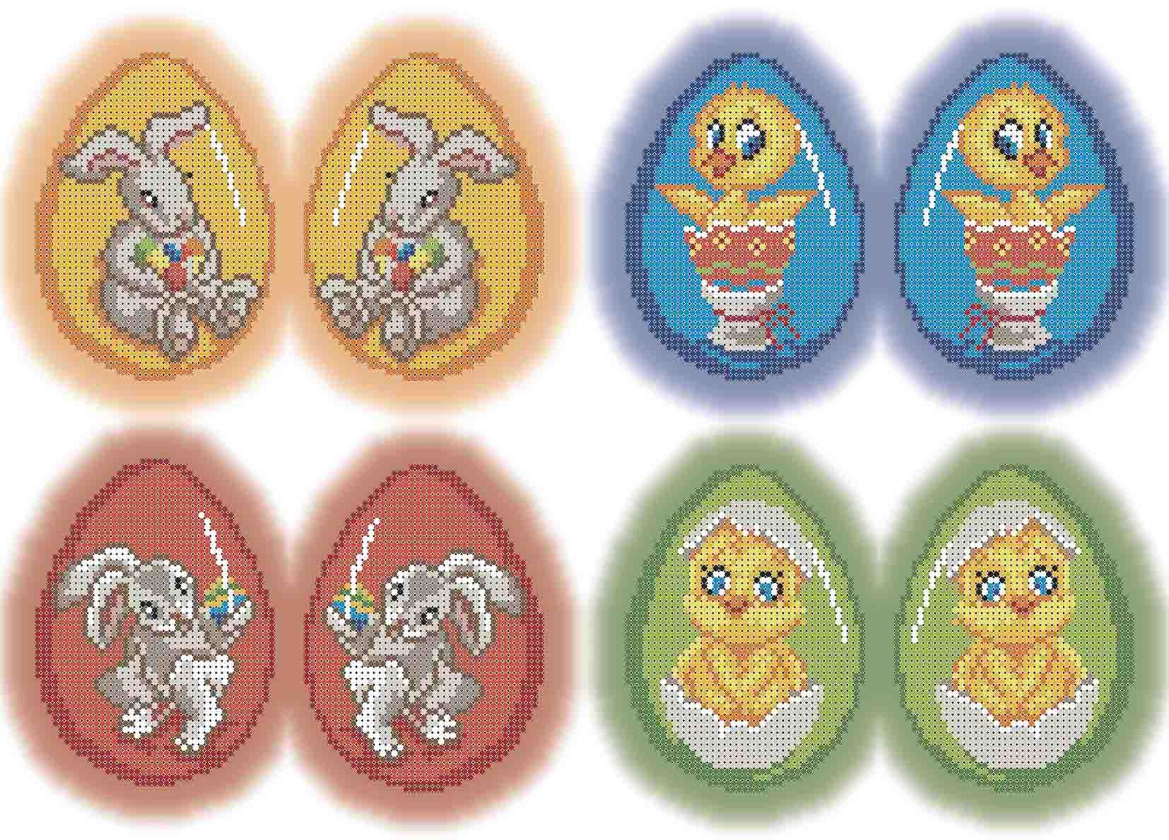 Схема для вишивки бісером А3-К-498 Великодні яйця Кролики та курчата