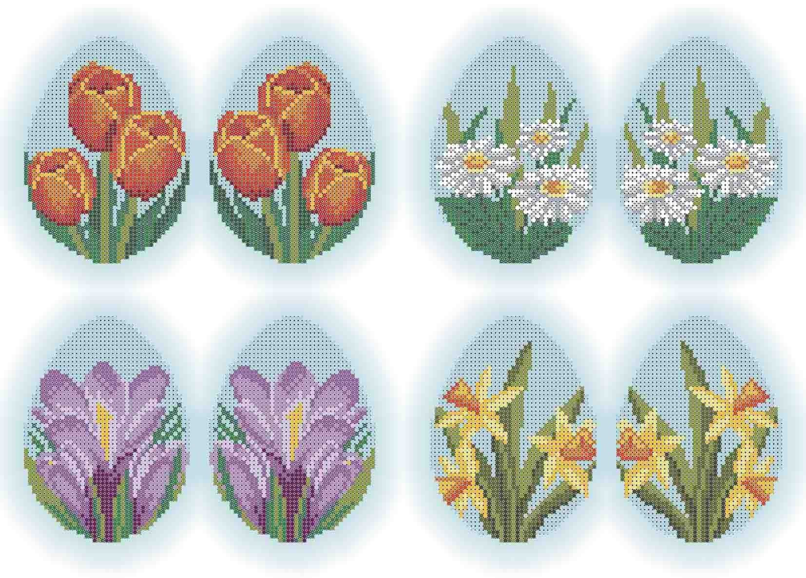 Схема для вишивки бісером А3-К-499 Великодні яйця Весняні квіти