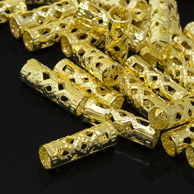 Намистини трубочки залізні, колір золото УТ0003379