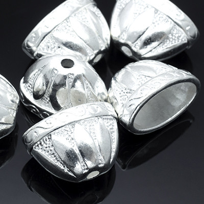 Конус шапочки для намистин, металеві, 14х20х12мм, колір срібло УТ0010093