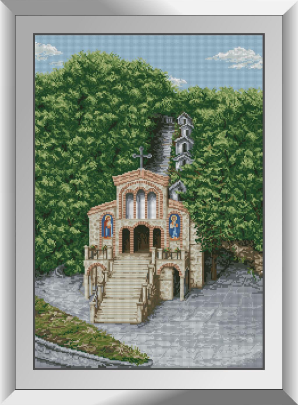 31421 Церква в лісі. Dream Art. Набір алмазної живопису (квадратні, повна)