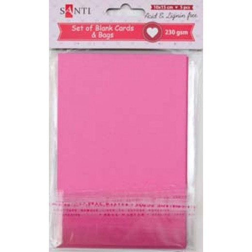 Набір рожевих заготовок для листівок, 10см*15см, 230г/м2, 5шт.