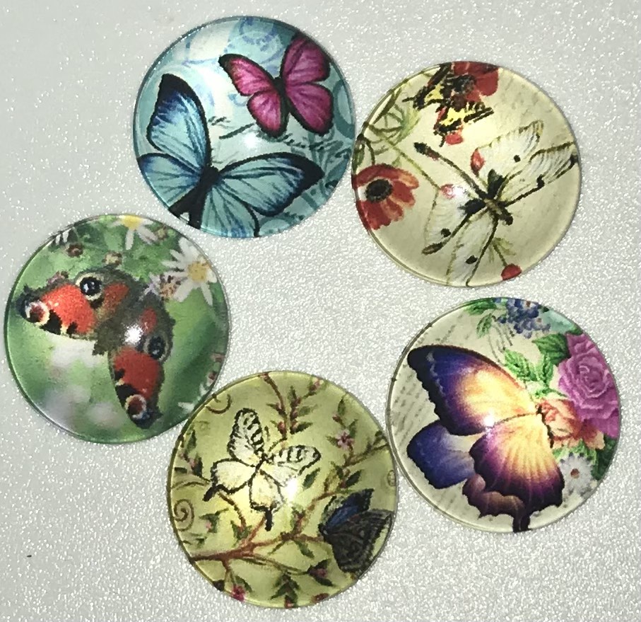 Кабошони скляні Метелик, круглі, колір мікс