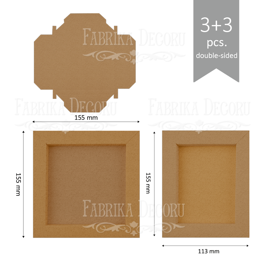 Набір картонних заготовок для виготовлення подарункової упаковки (коробочки, бонбоньєрки, обгортка для  FDPF-001