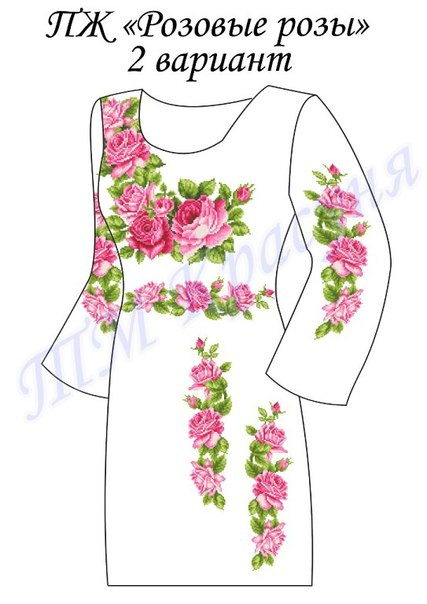 Заготовка на платье женское ''Розовые розы'' (2 вариант)