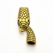 Застібка гачок голова змії, сплав, колір античне золото 23x12мм