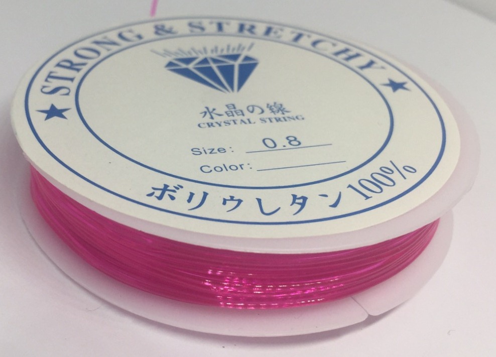 Силіконова волосінь-гумка, рожева, діаметр - 0,8 мм