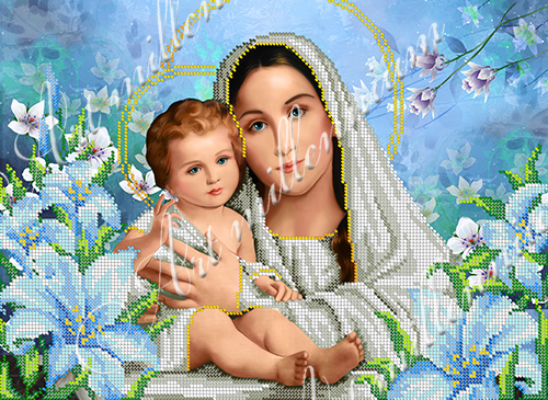Схема для вышивки бисером R-0141 Дева Мария и Иисус А3