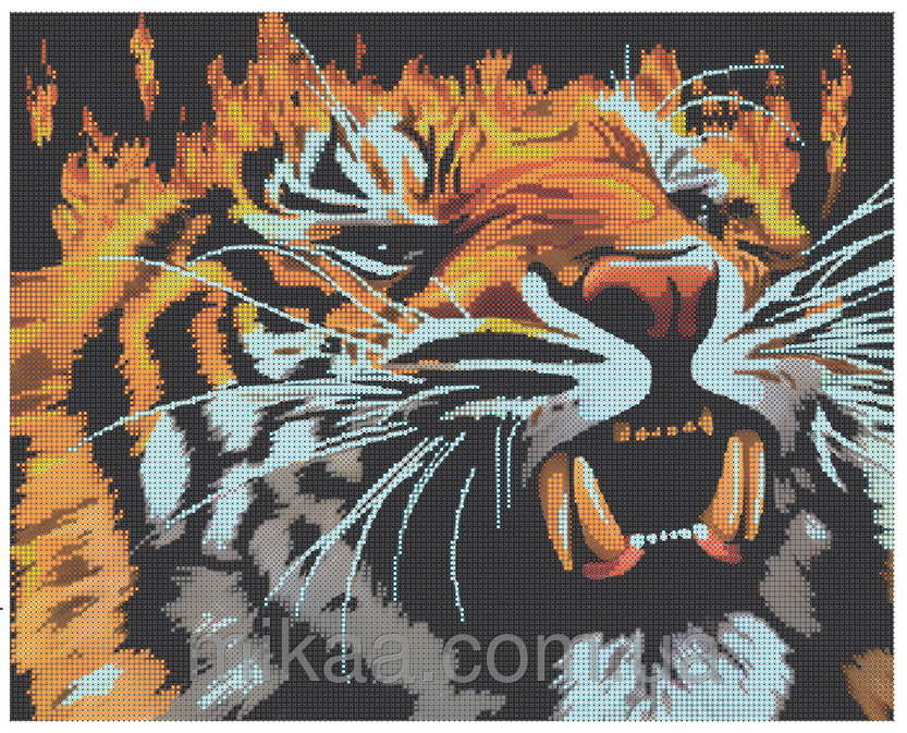  Схема для повної вишивки бісером '' Вогняний тигр'' 