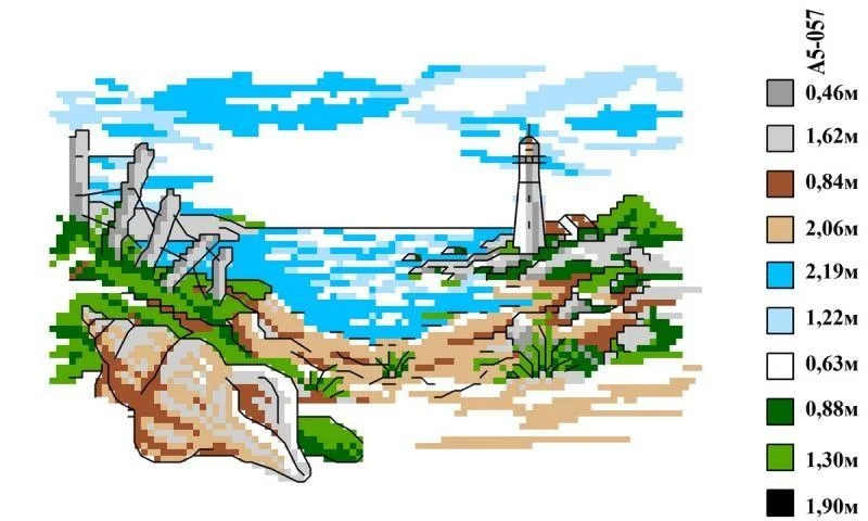 Набір для вишивки нитками А5-057 Морські краєвиди