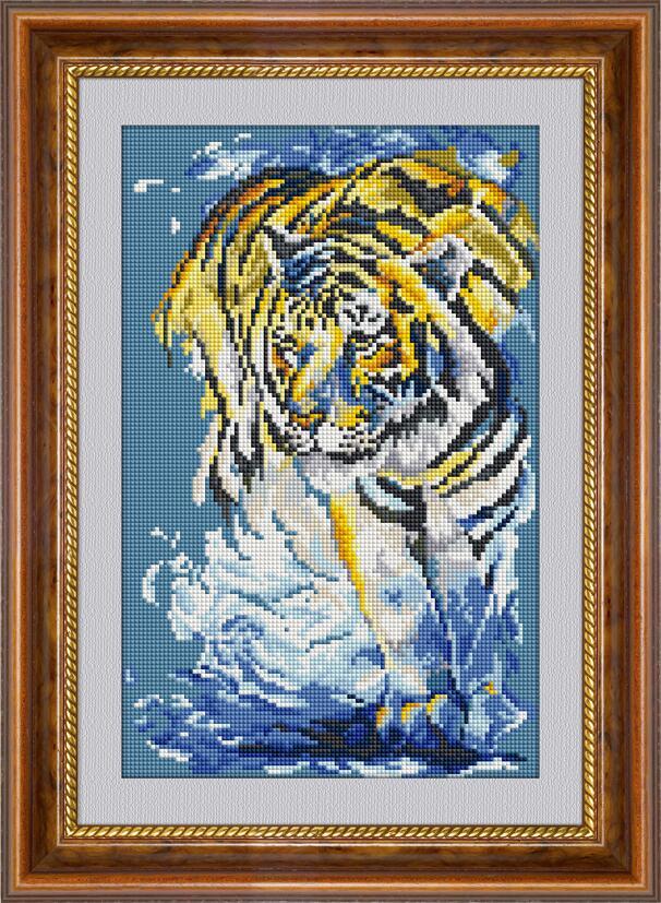 30479 Тигр в море. Dream Art. Набір алмазної живопису (квадратні, повна)