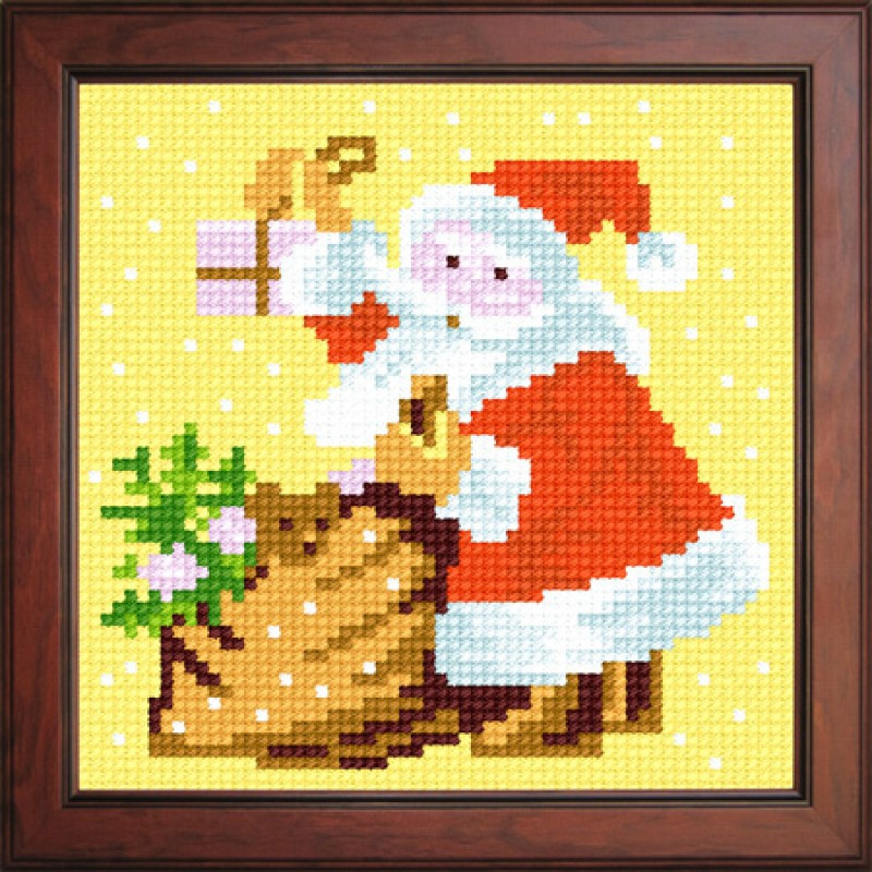 Схема на канві під вишивку нитками Про-1122. МИКОЛАЙ ІЗ МІШКОМ ПОДАРУНКІВ