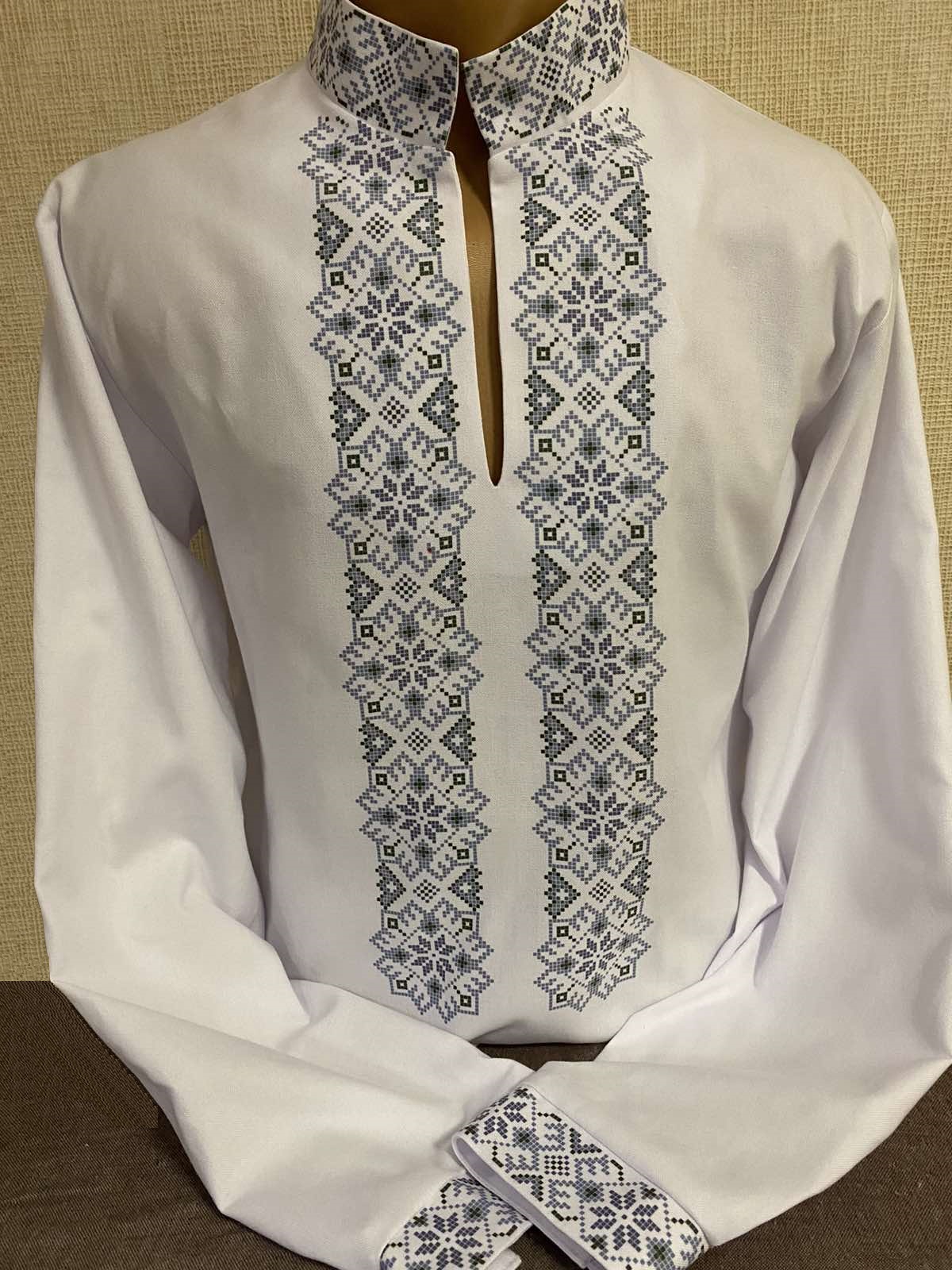 Пошита чоловіча сорочка для вишивання бісером або нитками Ч-186