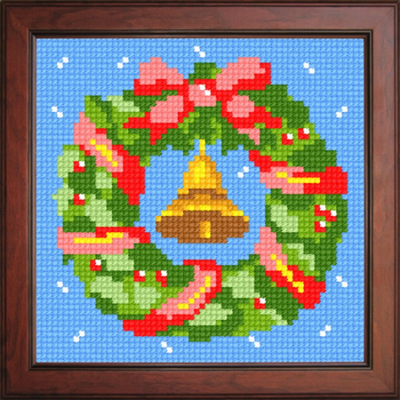 Схема на канві під вишивку нитками Про-1205. РІЗДВЯНИЙ ВІНОК