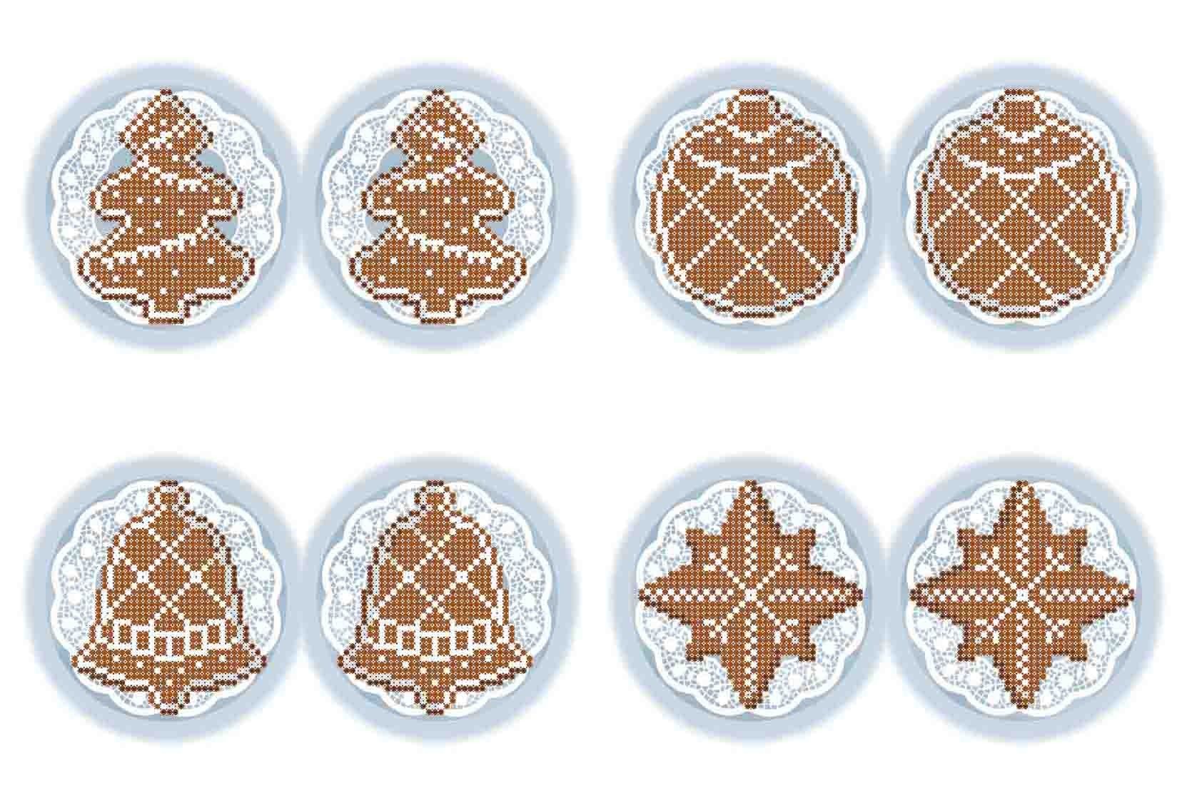 Схема для вишивки бісером новорічних іграшок А3-К-1197 Імбірні пряники