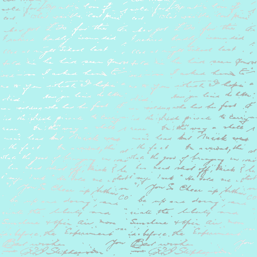 Лист одностороннього паперу з фольгуванням Silver Text Turquoise 30,5х30,5 см