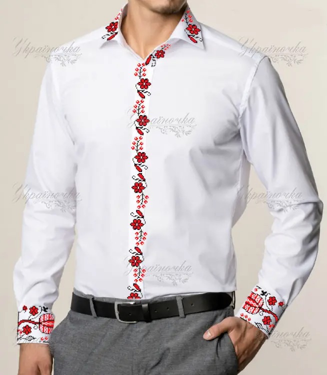 Пошита чоловіча сорочка для вишивання № 280-ПЧС