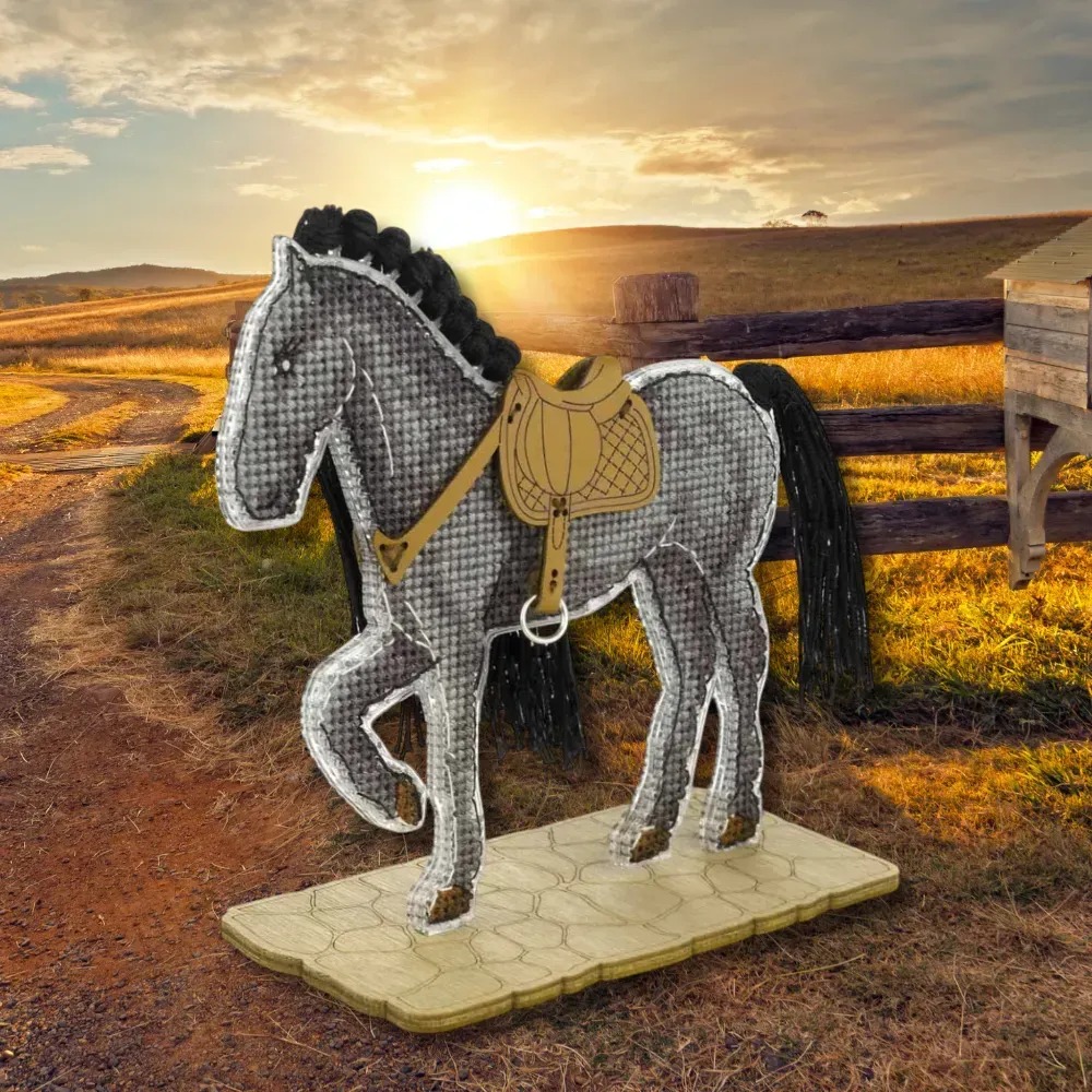 Набір для вишивання нитками по пластику ялинкової прикраси FLX-133 Дика легенда (двосторонній)