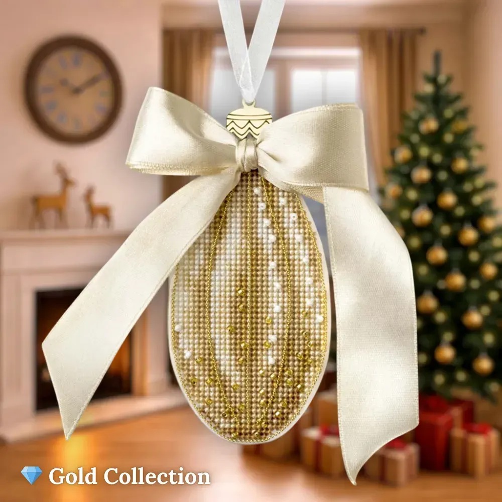 Набір для вишивання нитками по пластику ялинкової прикраси FLX-135 Сльозинка зими