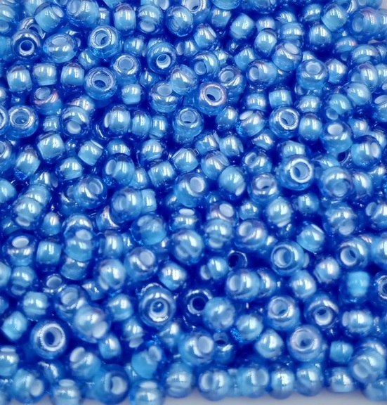 Бісер Preciosa Чехія №35037 синій алебастровий прозорий