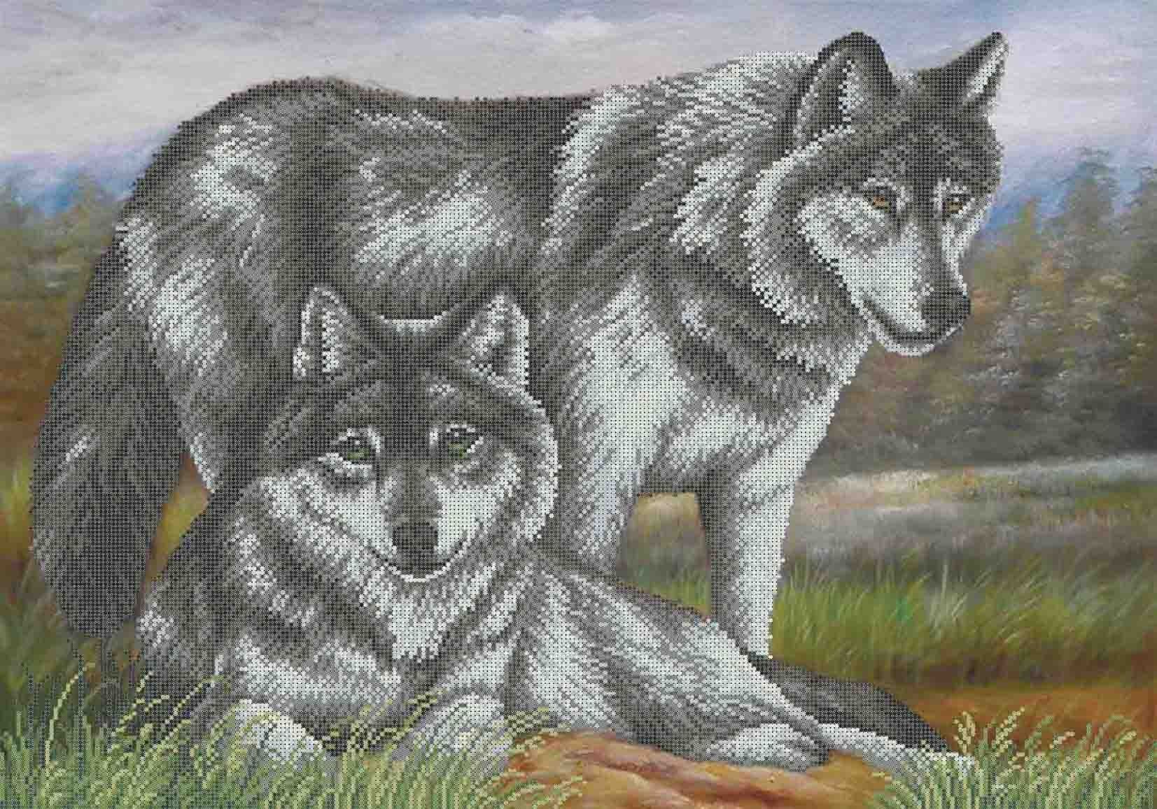 Вышивка бисером волки 2