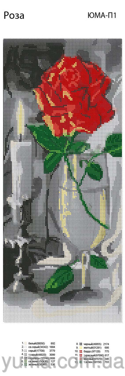 Схема для вишивки панно Троянда