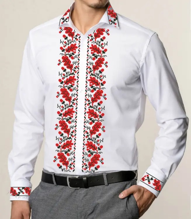 Пошита чоловіча сорочка для вишивання № 400-ПЧС