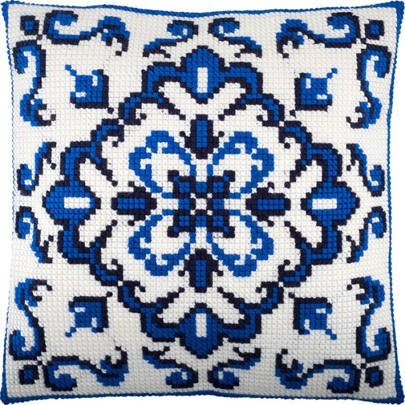 Набір для вишивки подушки нитками Z-74 Синій орнамент