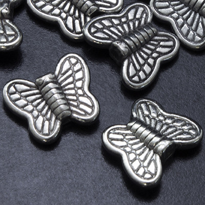 Бусины бабочка, металл, цвет античное серебро 0003221