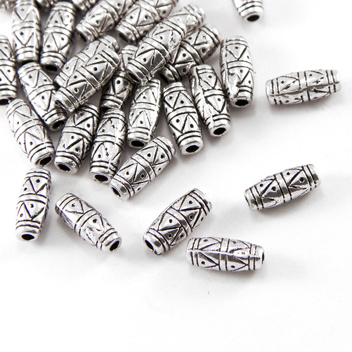 Намистини метал, трубки, колір античне срібло УТ100015334