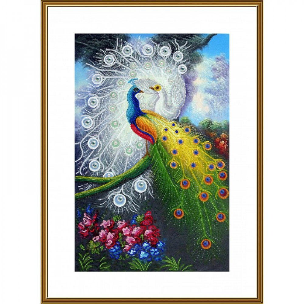 Набір для вишивання бісером ДК3363 Щасливі павичі