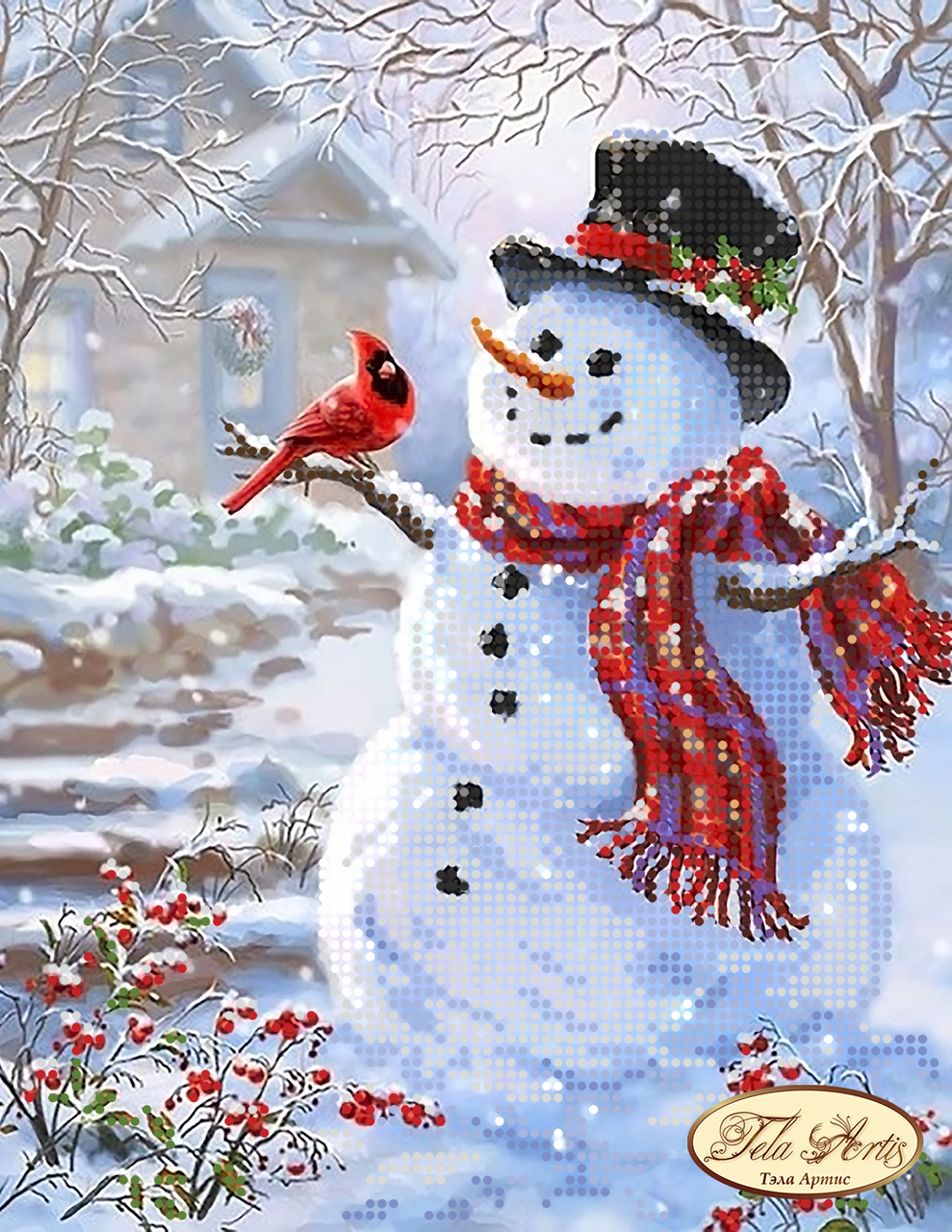 Схема для вышивки бисером ''Веселый снеговик''