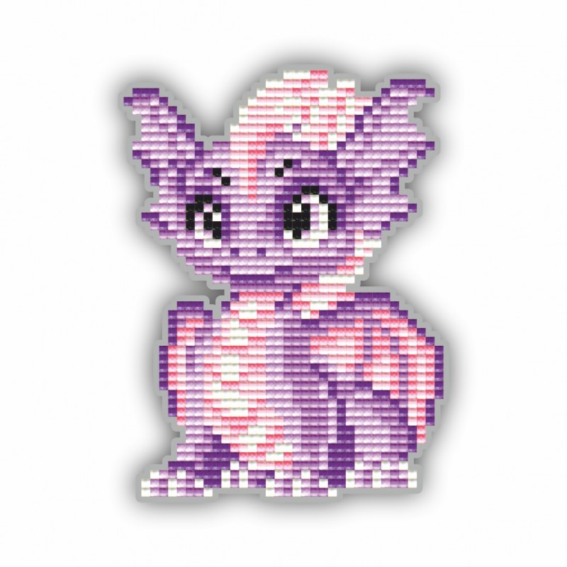 Набір для викладки пластиковими стразами Магніт дитячий АТМ95 Дракоша фіолетовий