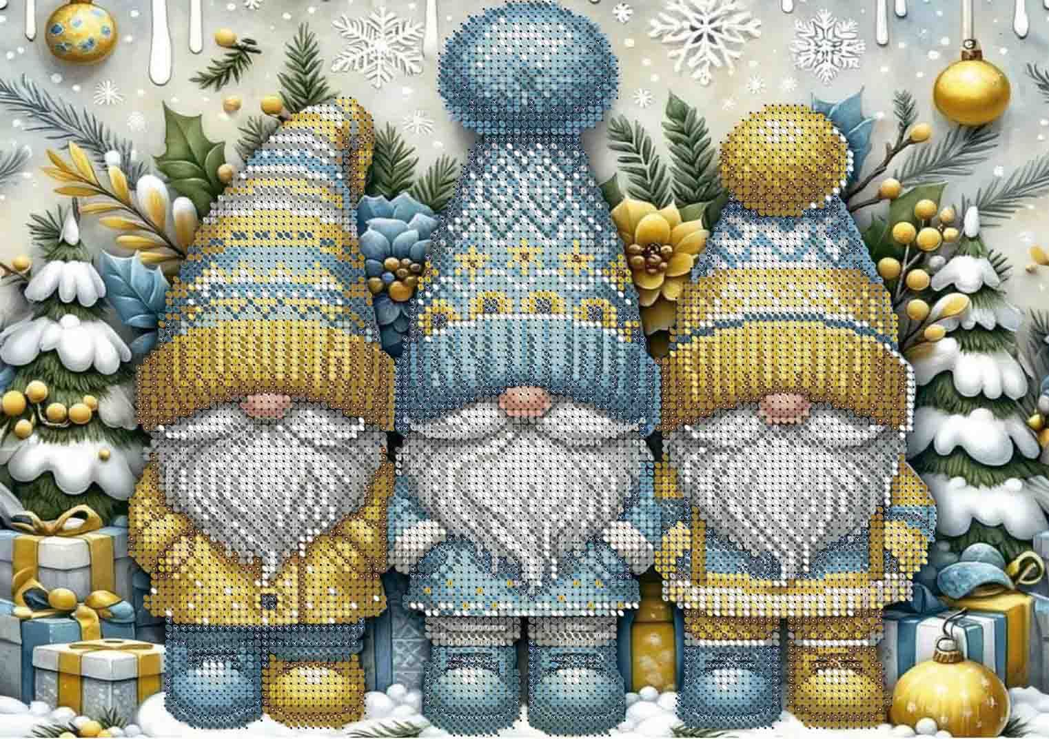 Схема для вишивки бісером А4-К-1641 Різдвяні гноми