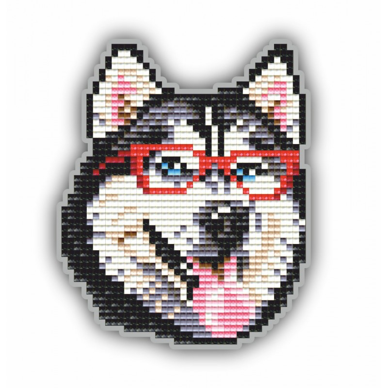 Набір для викладки пластиковими стразами Магніт дитячий АТМ102 Хаскі в окулярах