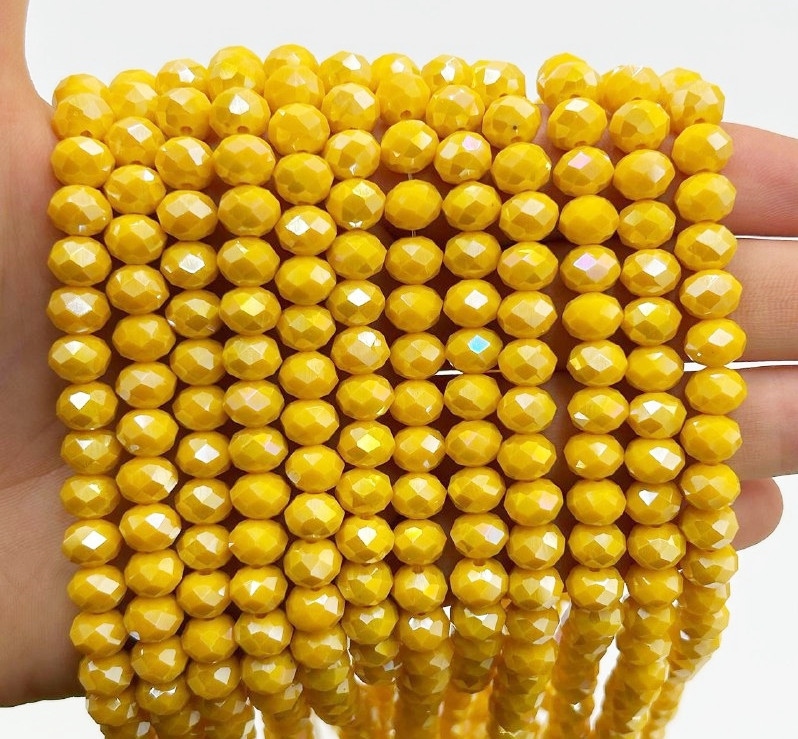 Намистини кришталев (рондель) 8х6мм колір теплий-жовтий №3
