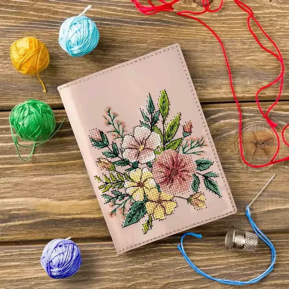 Набір для вишивання нитками обкладинки для паспорта FLHL-094 Рожевий