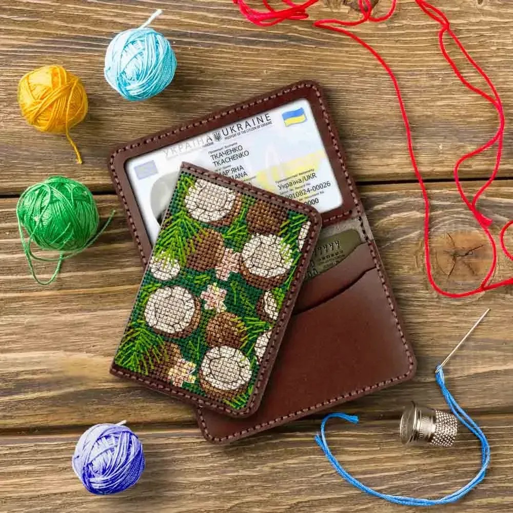 Набір для вишивання нитками обкладинки на ID паспорт FLHL-096 Коричневий