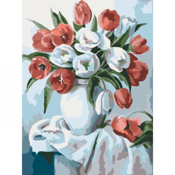 Набір для малювання картини за номерами Букет яскравих тюльпанів КНО2046