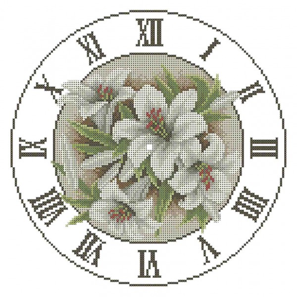 Схема для вишивки бісером годинника А3-К-151 Романтичні лілії
