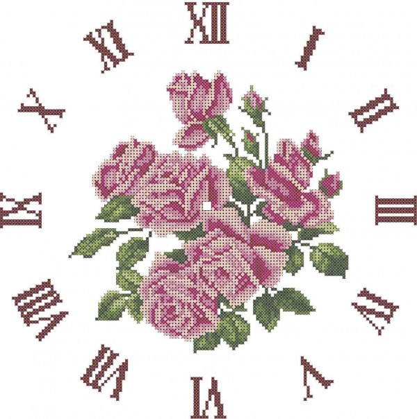 Схема для вишивки бісером годинника А3-К-154 Букет троянд