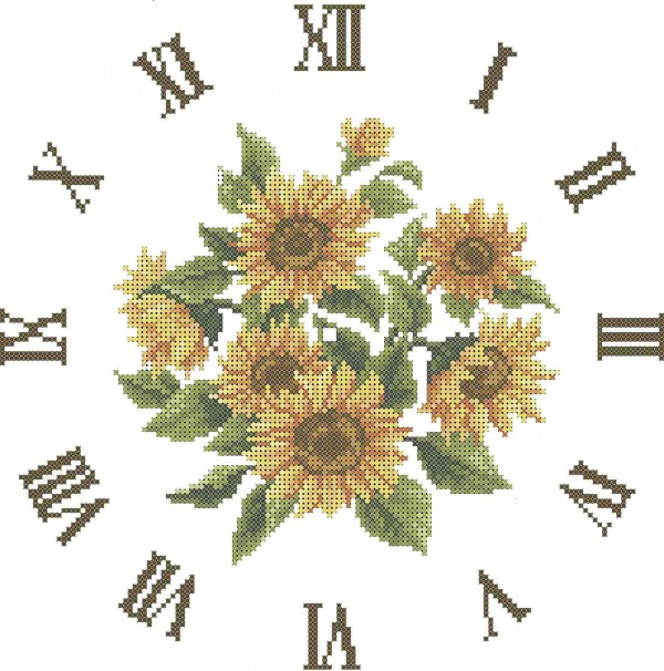 Схема для вишивки бісером годинника А3-К-155 Букет соняшників
