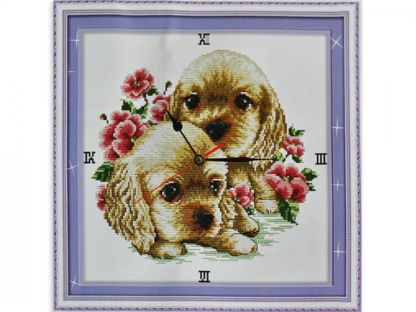 Набір для вишивання хрестом Годинник Цуценята