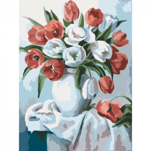 Набір для малювання картини за номерами Букет яскравих тюльпанів КНО2046 КНО2046